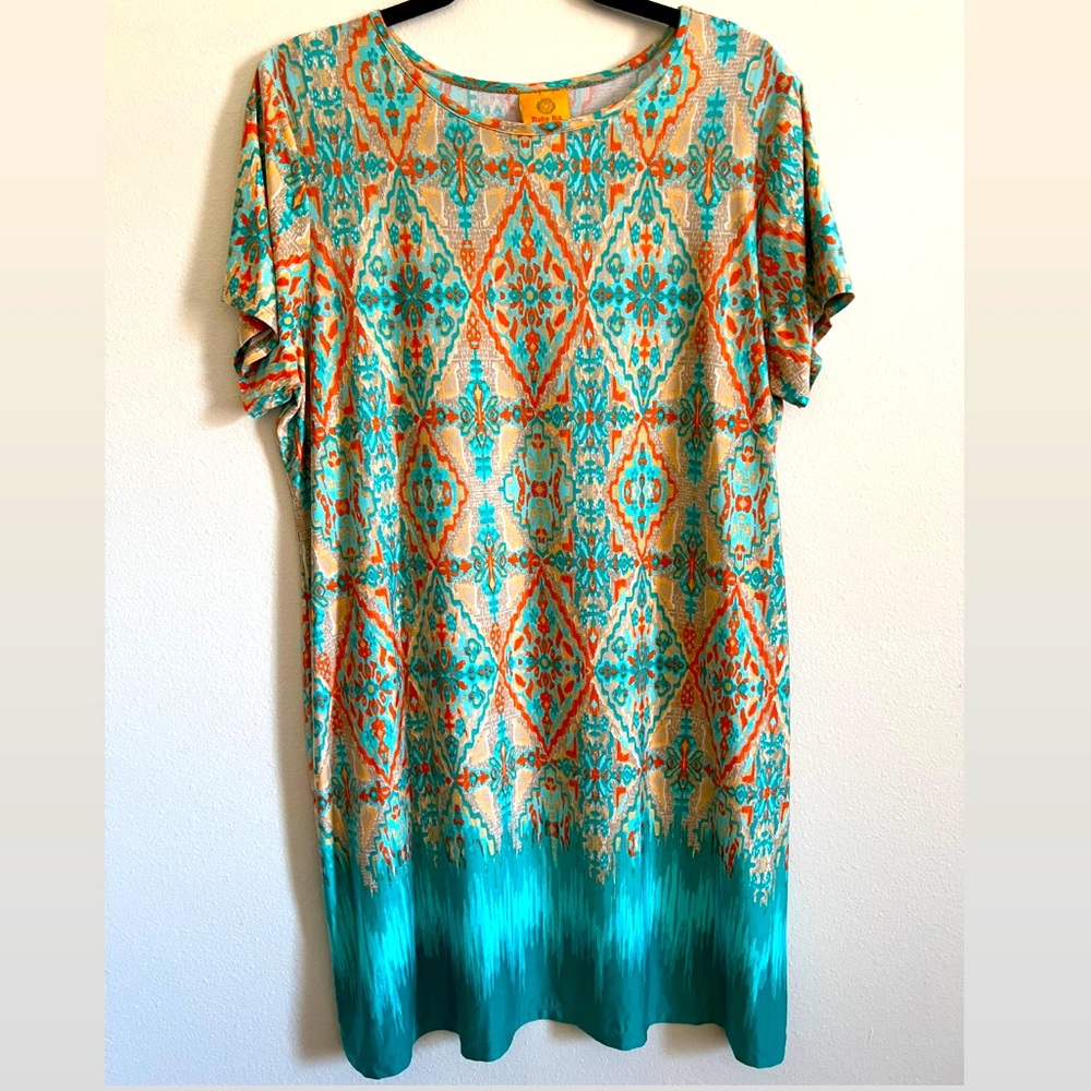Ruby Rd. Orange and Teal Dress